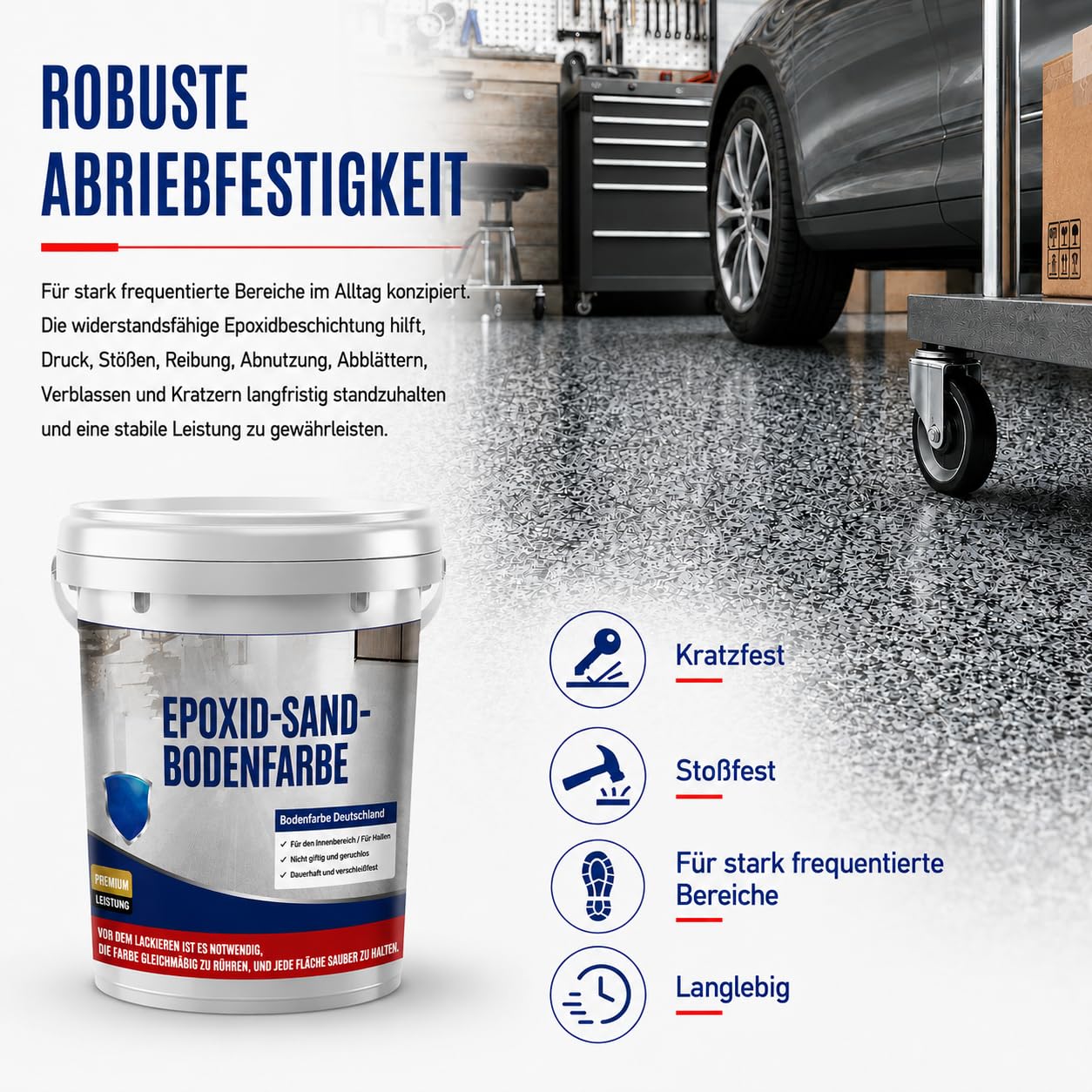 Epoxid-Sand-Bodenfarbe, Epoxid-Bodenfarbe, Hochglanz-Marmoreffekt-Beschichtung für Beton (Orange,3kg)