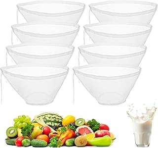 8 PCS Cheese Cloth Bag for Straining, Bowl-shaped Nylon Mesh Strainer Bag, Nut Milk Yogurt Strainer, Reusable Fine Mesh Cheesecloth for Straining Squeezing Vegetable