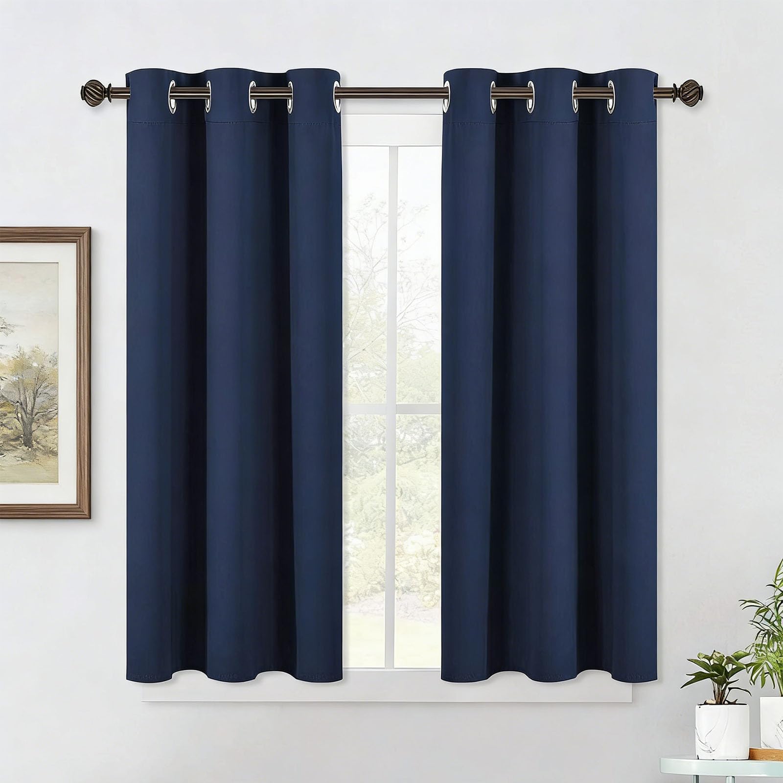 Rideau thermique isolant 290x280 cm bleu foncé pour chambre