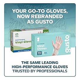 GUSTO [200 Count Disposable Vinyl Gloves - Clear, Latex-Free, Powder-Free, BPA-Free - Safe for Food Handling, Cooking & Cleaning - Small (Formerly Comfy Package)