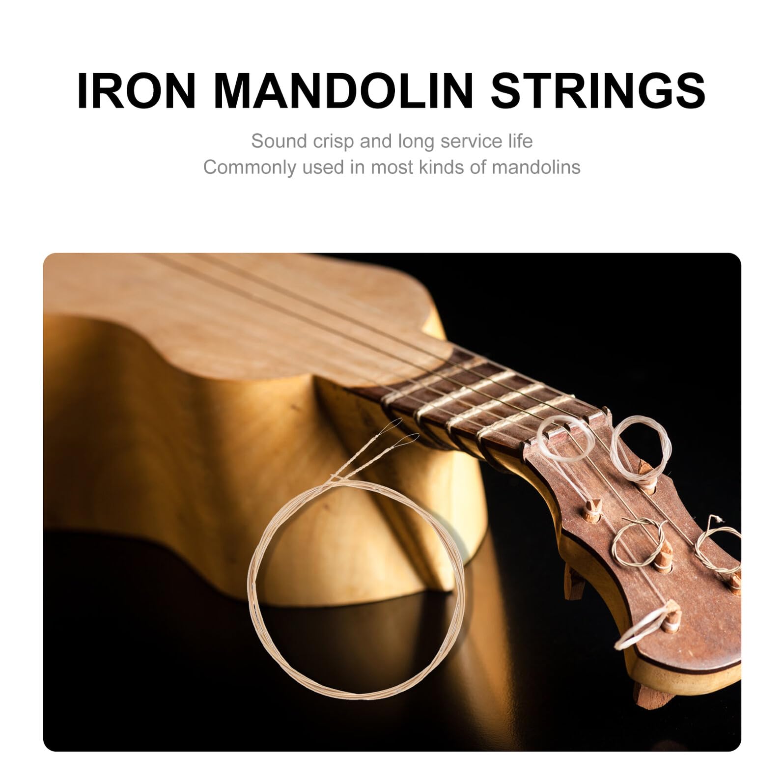 ULTECHNOVO Mandolinensaiten 8 Stück Ersatzsaiten aus Stahl Kräftiger Klarer Klang Langlebiges Mandolinenzubehör für Mandoline Kompakt für Musiker und Geschenk