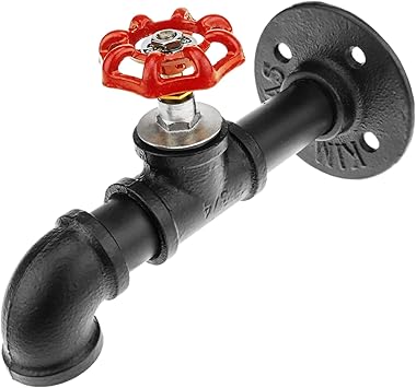 PrimeMatik - Perchero de Pared de Acero 1 Gancho. Colgador de Ropa y toallero de Tubo con Grifo Industrial