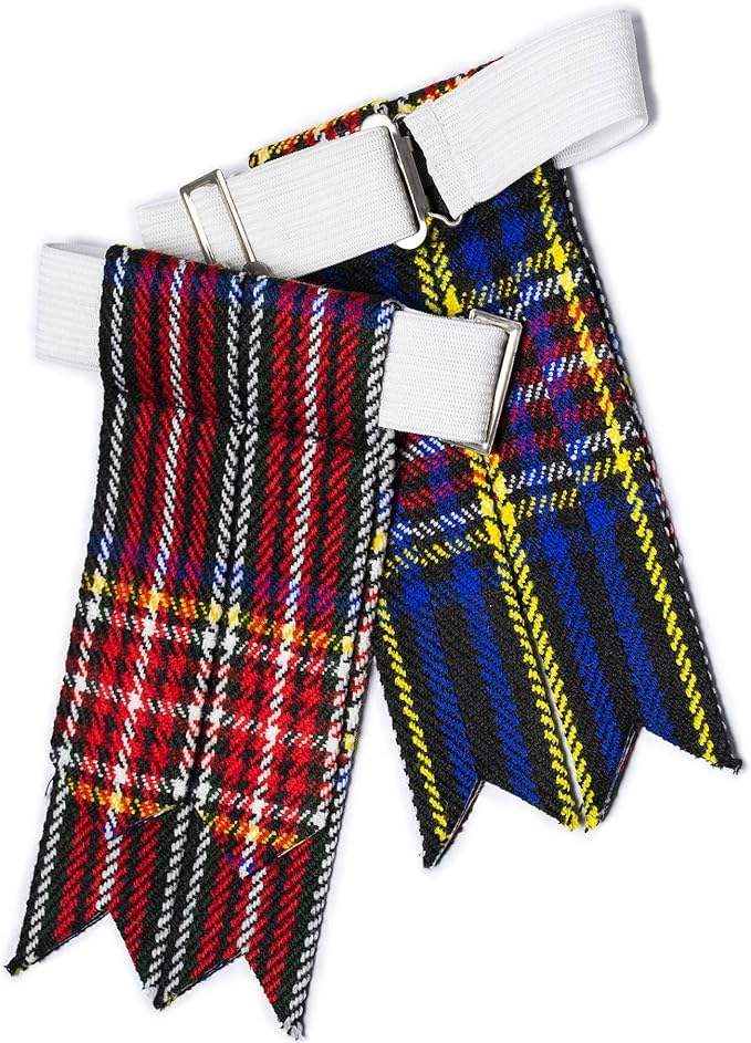 Image of Tartan Kilt Hose Sock Flashes with Heavy Buckle Adjusters