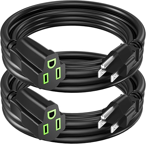 Miniatura 9 de Cable de extensión de alimentación de 0.5 pies6 pulgadas (paquete de 10), cable de extensión eléctrico corto de 3 clavijas, salida única,