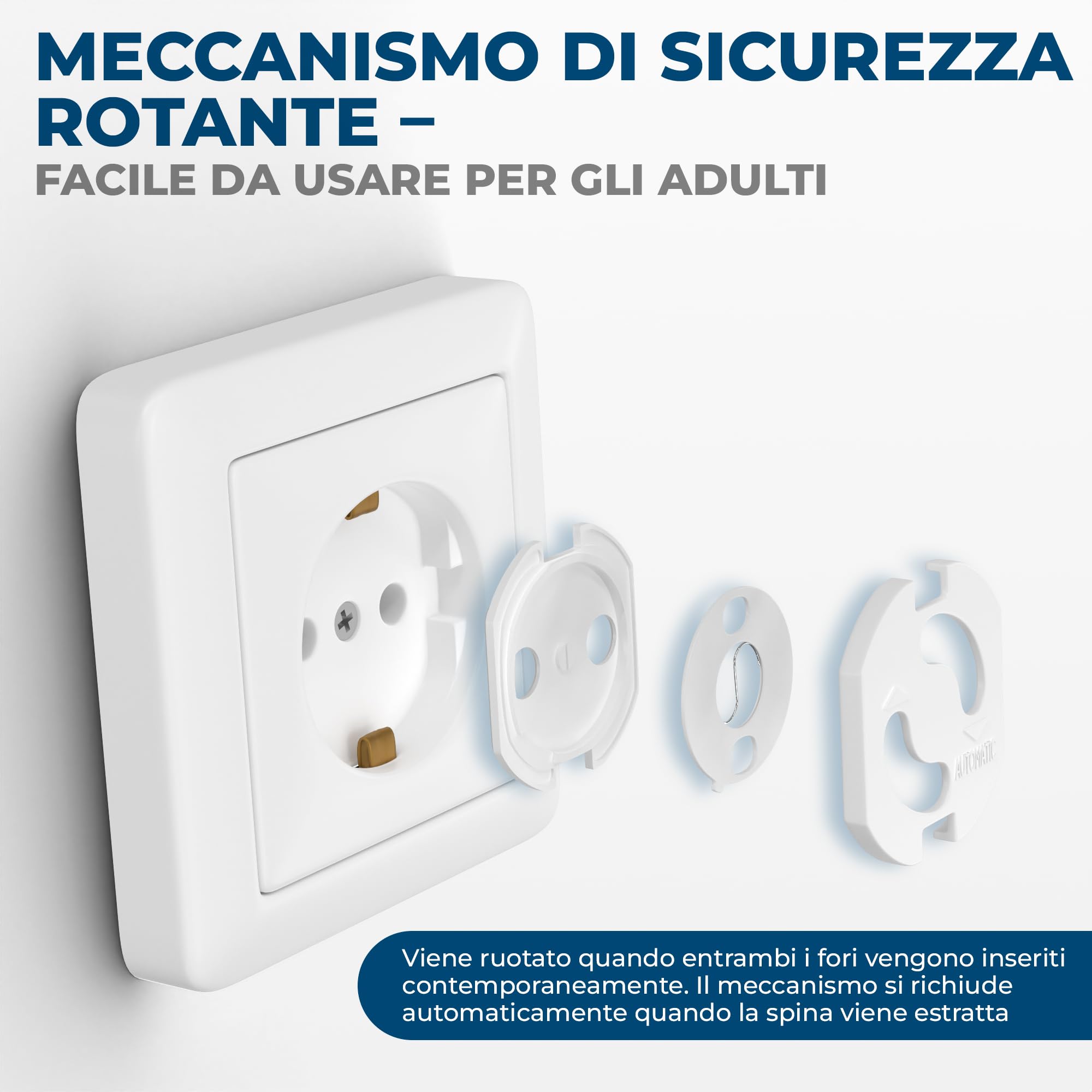Hoffenbach Set di 20 prese elettriche con meccanismo rotante - Protezione per neonati e bambini - Copripresa di sicurezza per evitare incidenti e scosse elettriche - Presa elettrica - Bianco