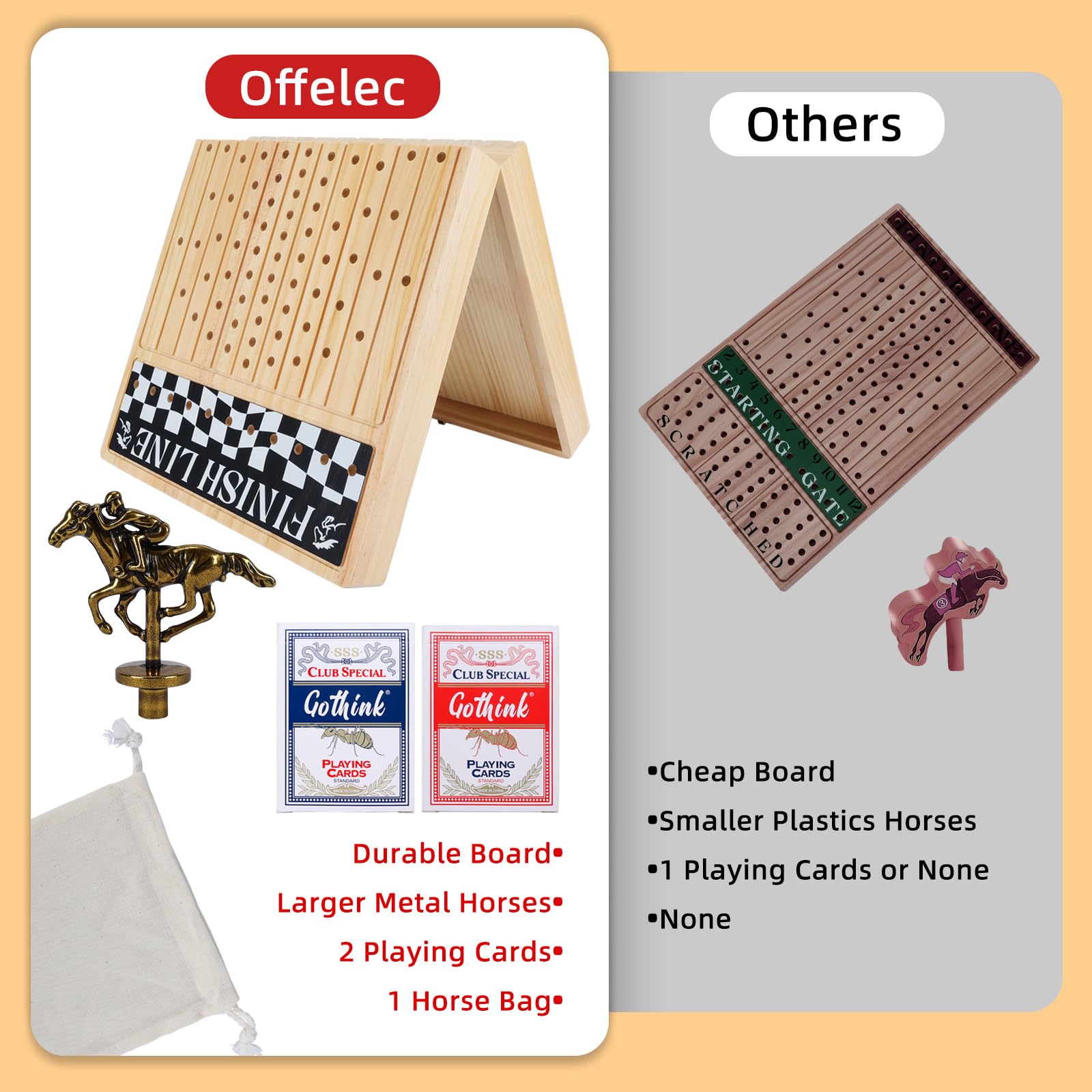 Horse Race Game, 23 inches Premium Durable Foldable Wooden Box, Board Game with 11 Retro Metal Horses - Image 4