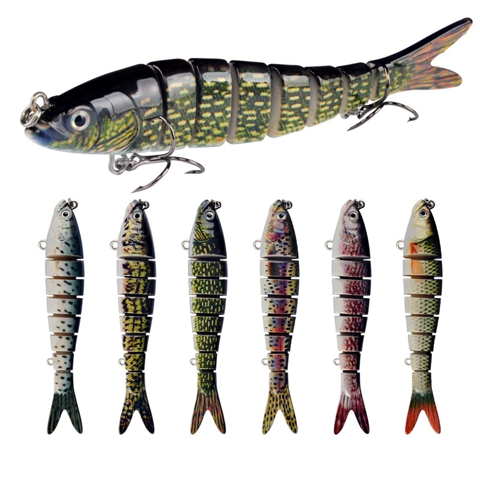 5 Stück 14cm 27g Mehrteiliger Swimbait mit lebensechter Beschichtung Höhenhaken Sinking Bionic Bass Fishing Lure Forelle Barsch Karpfen Angelgerät für Süßwasser Salzwasser