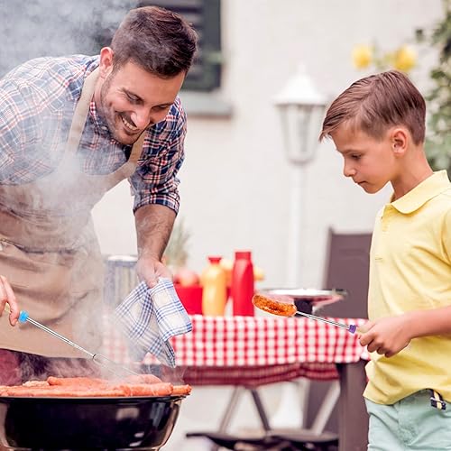 Miniatura 3 de Juego de palos para asar malvaviscos de 32 pulgadas de largo para hogueras, tenedores de barbacoa telescópicos extensibles para parrilla (12