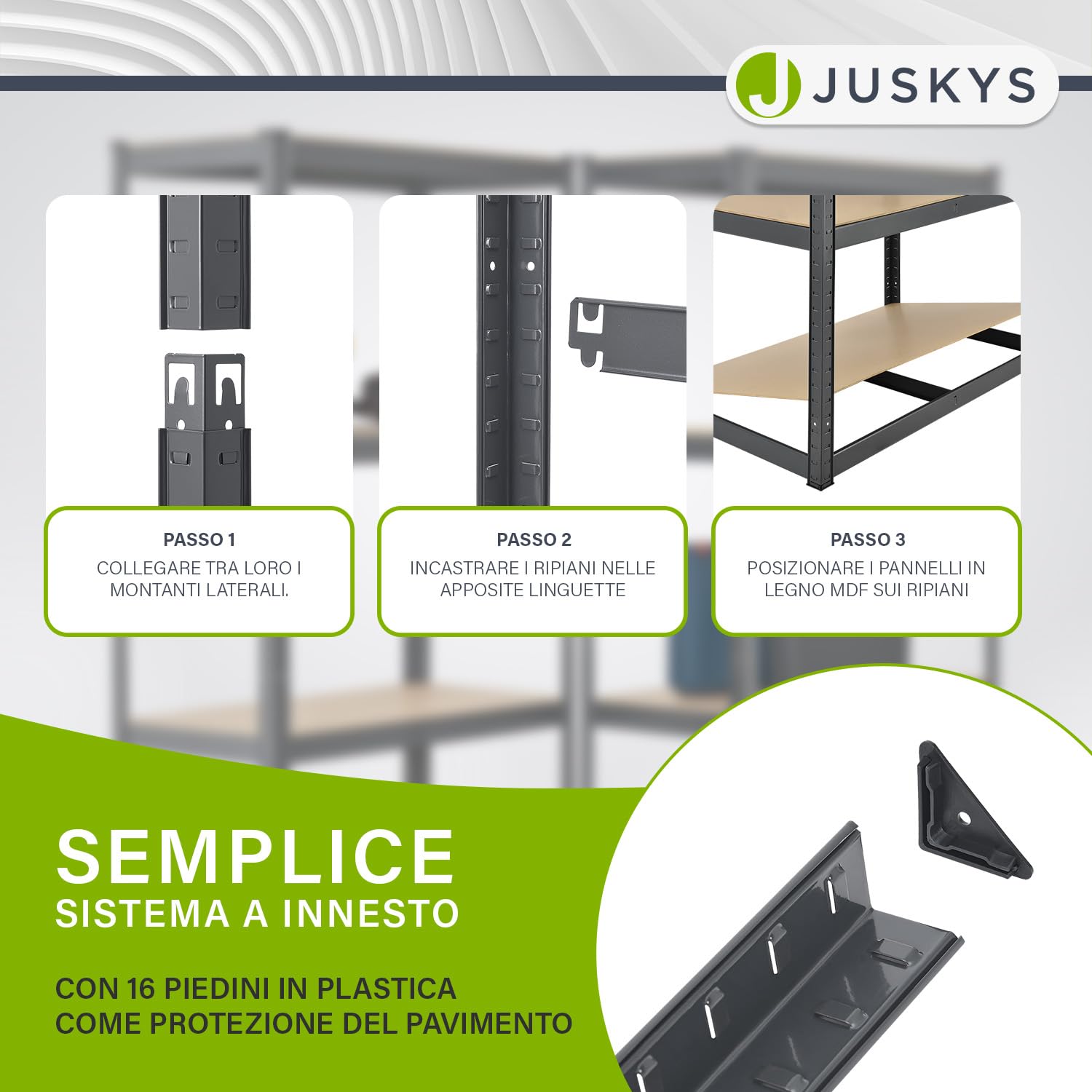 Juskys Scaffale Basic 200x100x60 cm 875 kg 5 ripiani scaffale in metallo grigio