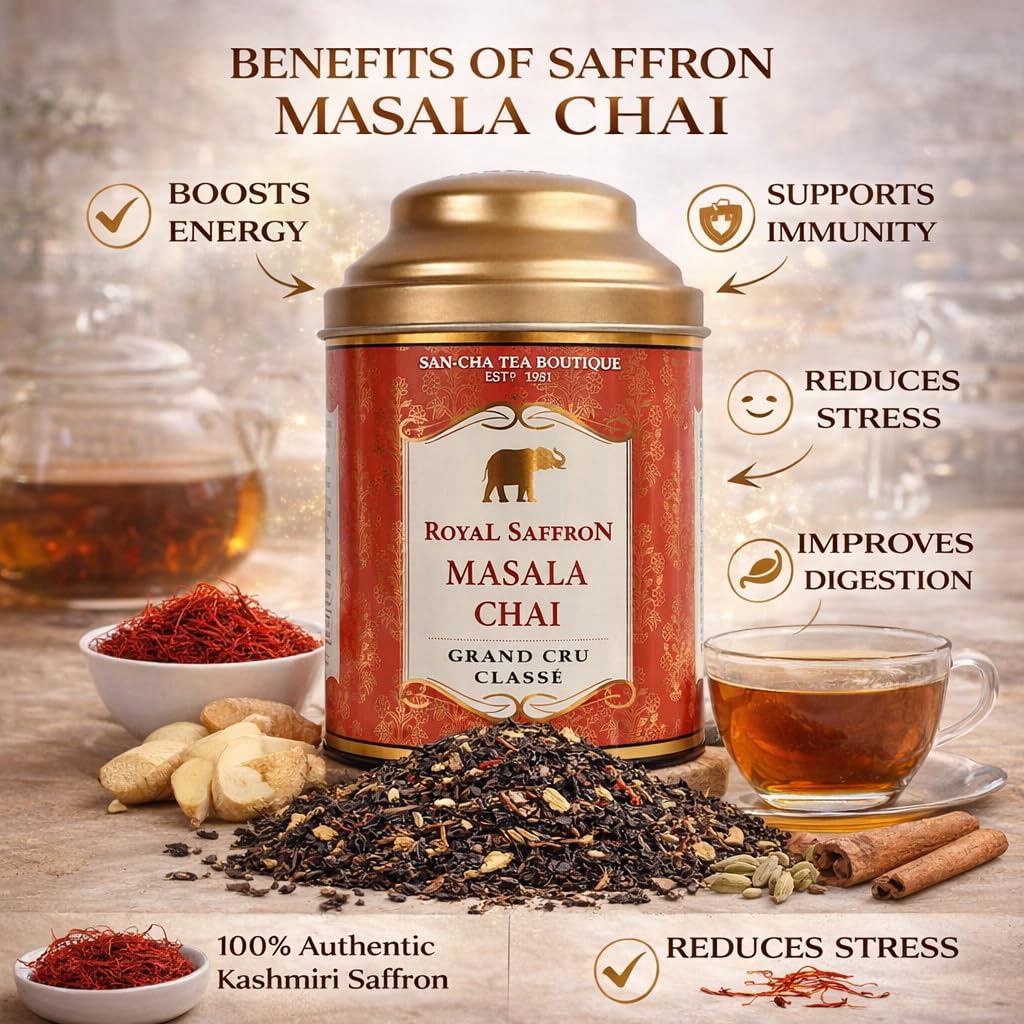 Sancha Tea Boutique Royal Saffron Masala Chai | Luxury Indian