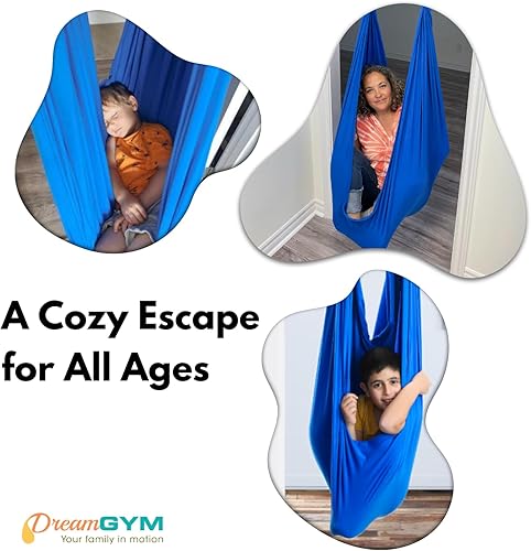 Miniatura 7 de DreamGYM Doorway - Kit de columpio sensorial - Columpio de compresión azul - 95 algodón