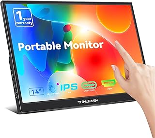 Thinlerain 14 Inch 1920x1200 Portable Touchscreen Monitor with IPS, USB-C Laptop Monitor HDMI Computer Display HDR IPS Touch Screen Monitor with 2 USB TYPE C and 1 HDMI, Dual Speakers, Built-In Stand,
