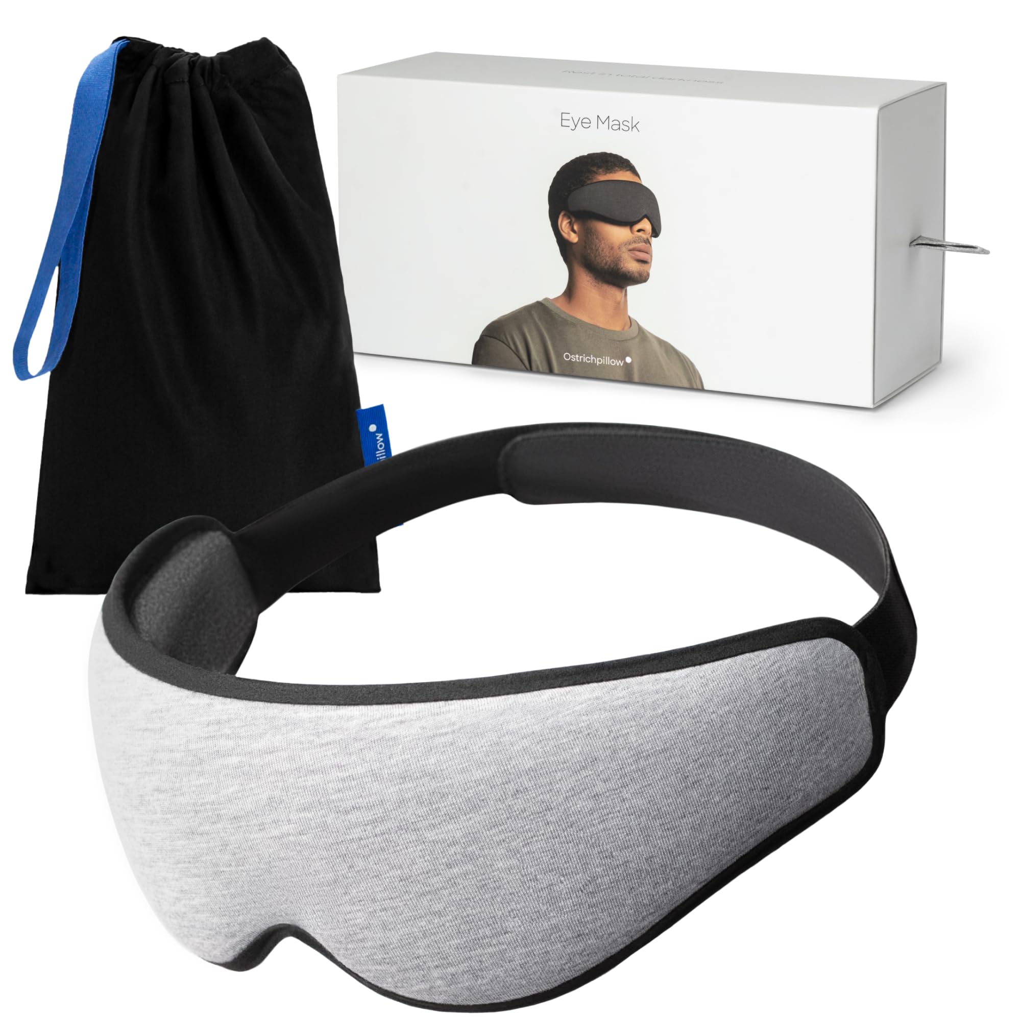 OSTRICH PILLOW - Eye Mask | 3D Ergonomic mask | Adjusts to The Shape of Your face | Mask for Sleeping, Resting, Relaxing | Blocks Light for Total Darkness (Gray))