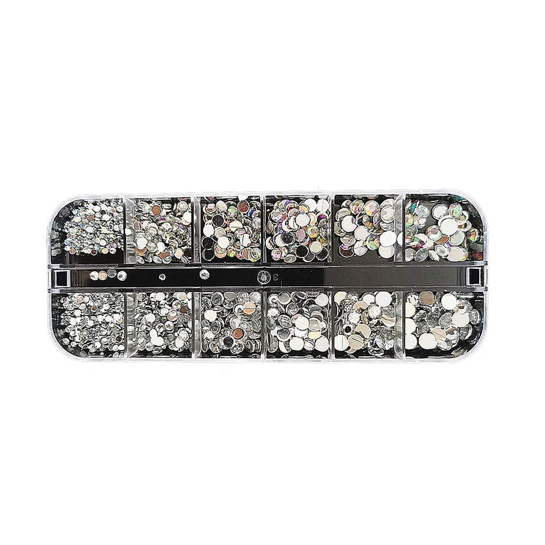 1PC. Palette Rhinestone 12 Styles DIY Nail Art Silver AB Crystal Diamonds For Manicure (Silver AB Flat back Rhinestone)-image-37