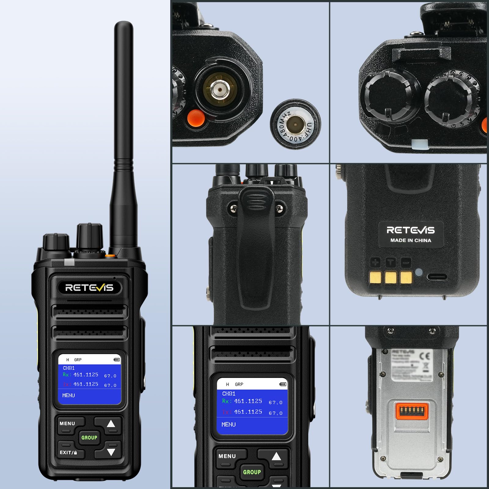 Retevis NR630S Walkie Talkie, Daleki Zasięg Krótkofalówka IP67 Ochrona, Zaawansowane Dźwięku, 2800mAh, Ekran LCD, Grupowe Połączenia Walkie Talkie dla Bezpieczeństwa (Czarny, 2 Szt.)