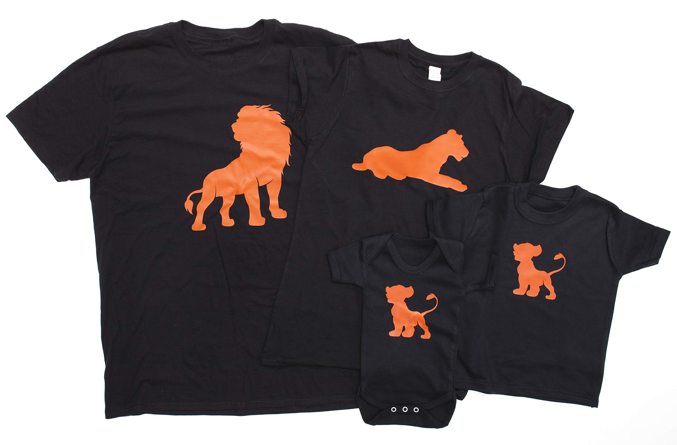 ART HUSTLE Lion and Cub Father and Baby Matching Outfits (Sold Separately) (T Shirts) Black