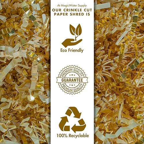 Miniatura 5 de MagicWater Supply - 2 libras - vainilla y oro - Relleno de papel de corte arrugado ideal para envolver regalos, relleno de cestas, cumpleaños,