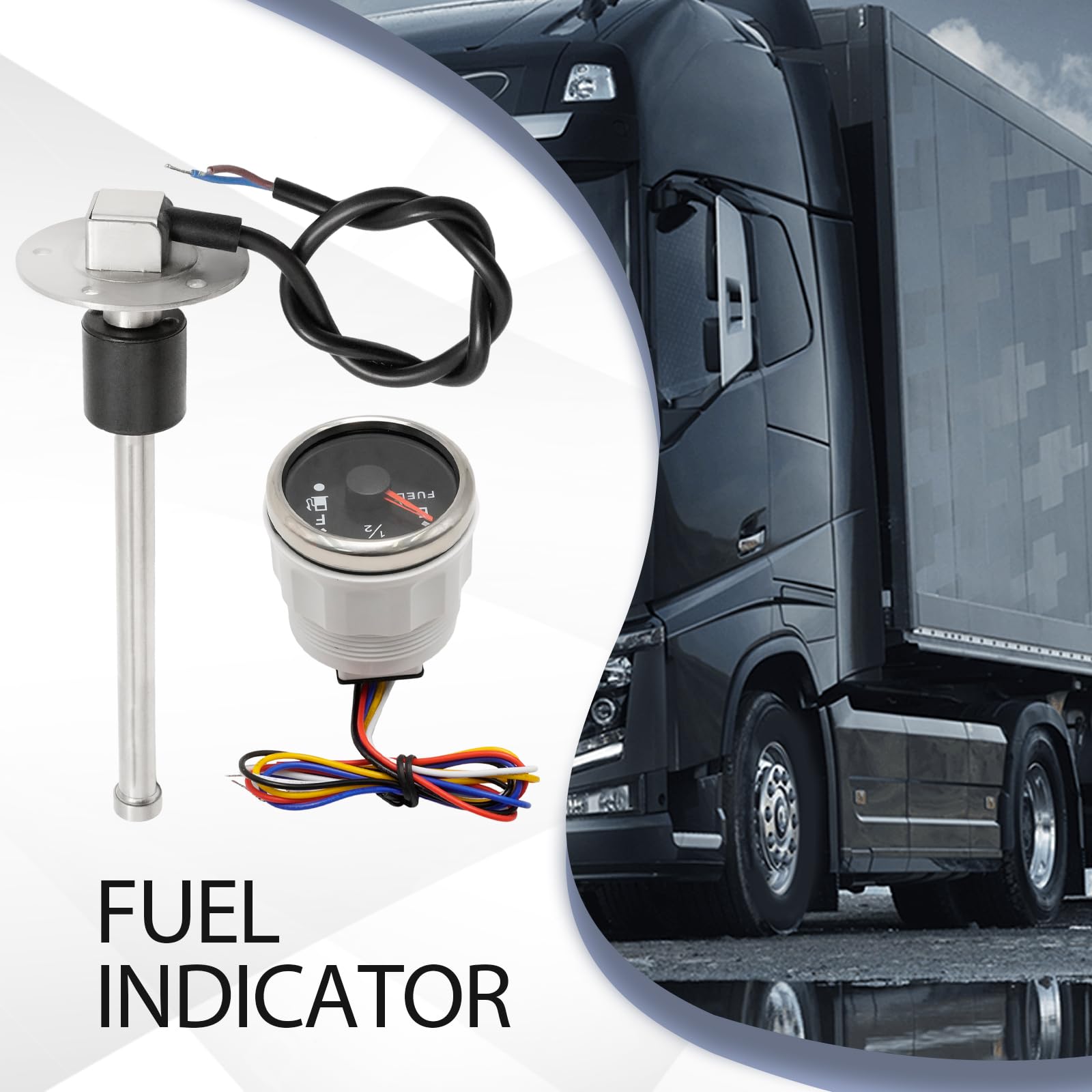 Hoypeyfiy 200 mm Kraftstoffanzeige, Universal Auto Kraftstoffstandsanzeige Tankuhr mit Wasserstandssensor Kraftstoffsensor, für Auto/SUV/Boot/Pkw Lkw/Wohnmobil