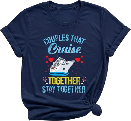 Couples Cruise Shirts Matching Vacation Graphic T-Shirt for Husband, Wife or Par