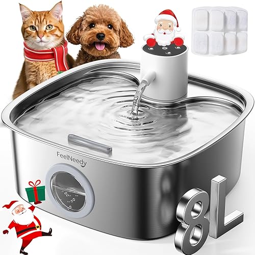 Fuente de agua inalámbrica para perros, fuente de agua con batería de 5000 mAh para perros, fuente de agua de acero inoxidable para gatos múltiples