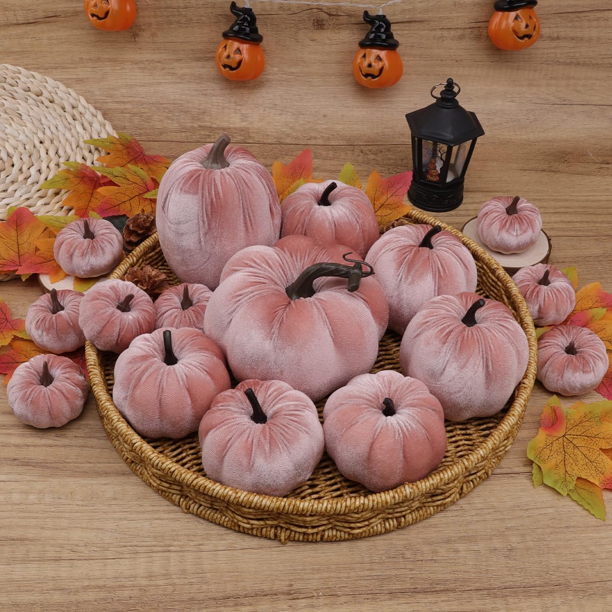 Kepfire Artificial Velvet Fake Pumpkins Sets 8Pcs Halloween Thanksgiving Wedding Handmade Foam Autumn Centerpiece Kitchen Decoration - Brown Kepfire 8pcs Artificial Velvet White Pumpkin Fake Halloween