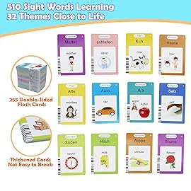MAYAPHILOS German and English Bilingual Pocket Speech with 510 Sight Words, German Language Learning Toys for Kids, Audible Talking Flashcards, Toddlers\' Sensory Preschool Educational Birthday Gifts