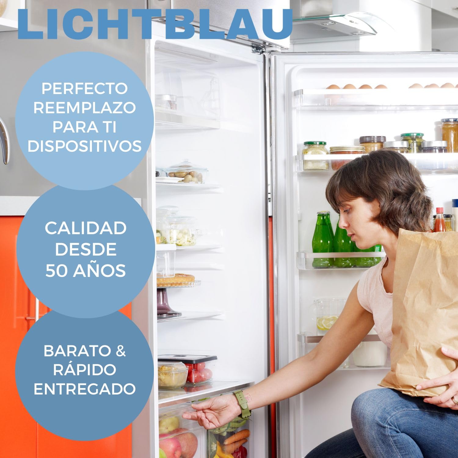 Lichtblau Juego de paneles laterales portabotellas 28 mm derecho 7438550 + izquierdo 7438548 I Liebherr recambios frigoríficos para accesorios portabotellas 7427333 7427329 7438552 7438554