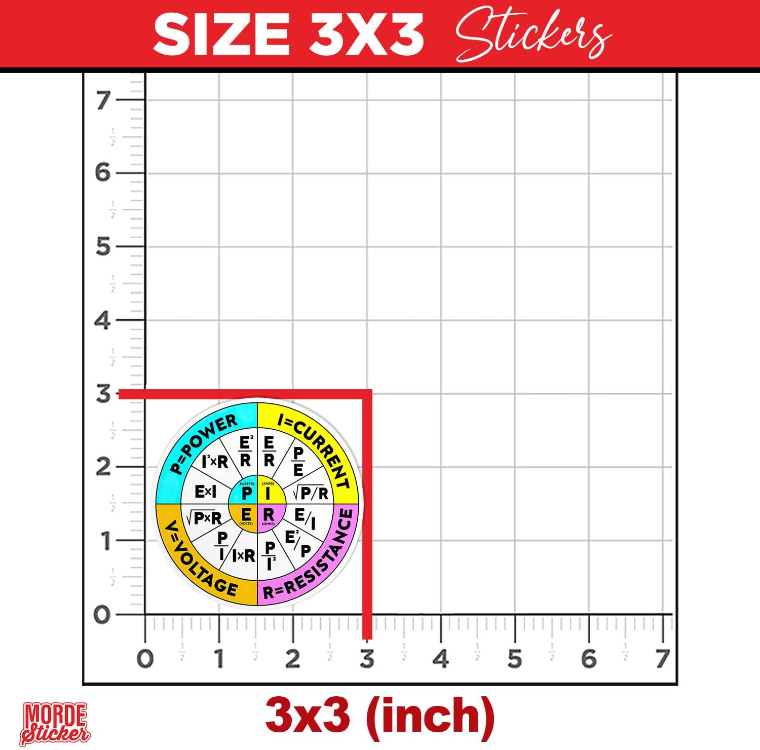 (3Pcs) Ohms Law Sticker Funny Ohms Law Wheel Diagram Electrical Electronics Engineer School Chart 3" Die-Cut Waterproof Vinyl Sticker for Laptop Water Bottle Phone Case Decor Decal Stuff Gift 3 Inches image 4