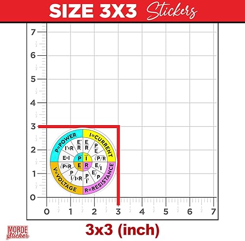 Miniatura 4 de (3 unidades) Calcomanías de ley Ohms divertidas, diagrama de rueda de ley de ohmios, electrónica eléctrica, ingeniero, tabla escolar, 3 pulgadas,