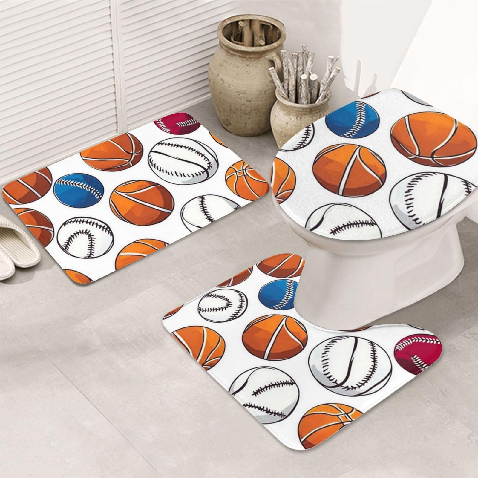 Alfombrilla de baño de baloncesto lavable a máquina con base antideslizante