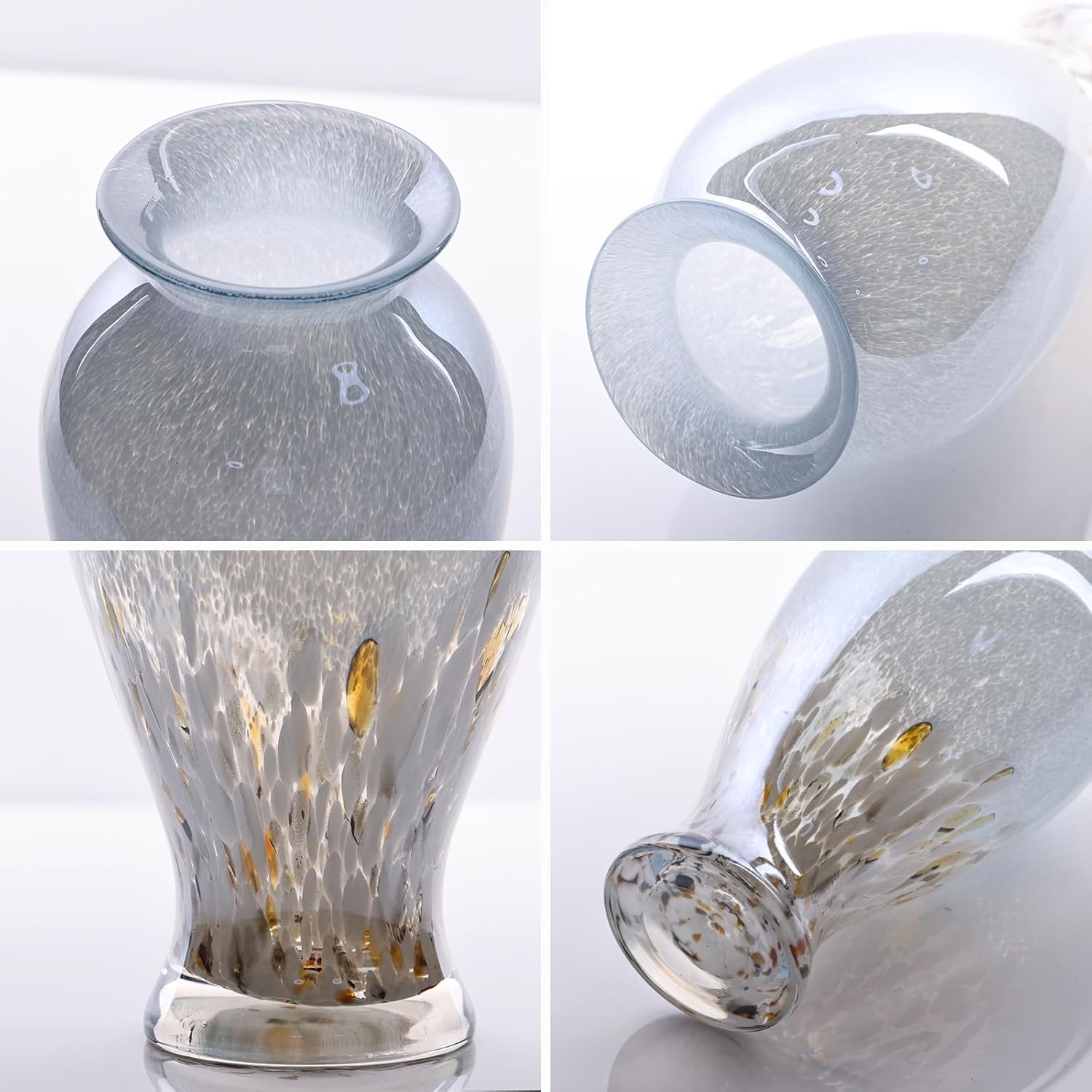 Blown Glass vase, Unique Glass vase, Colorful Bottle Decorative vase for Home Living Room Dining Table re Office Wedding entryway Desktop Decorative Flower vase. (B-W) - Image 7