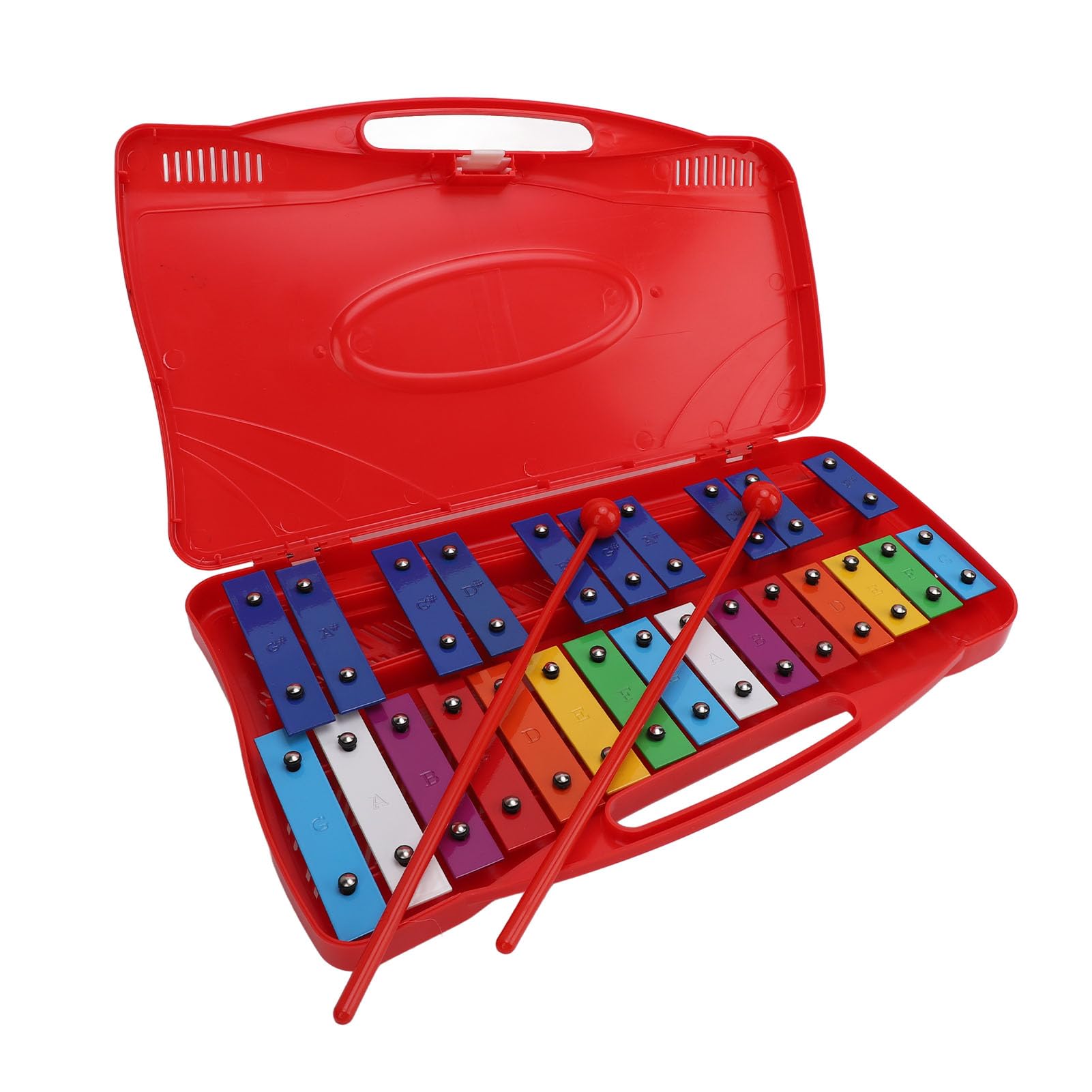 Xilófono profesional de aluminio para niños, colorido instrumento musical de 25 notas para educación temprana, jardín de infantes, resistente, ligero, duradero, con notas de íris,
