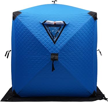 Portable Ice Fishing Tent, Fishing Shelter, 1-2 Person Thermal Ice Fishing Tent for Ice Fishing Winter Fishing Camouflage,Red/Blue/Orange/Camouflage