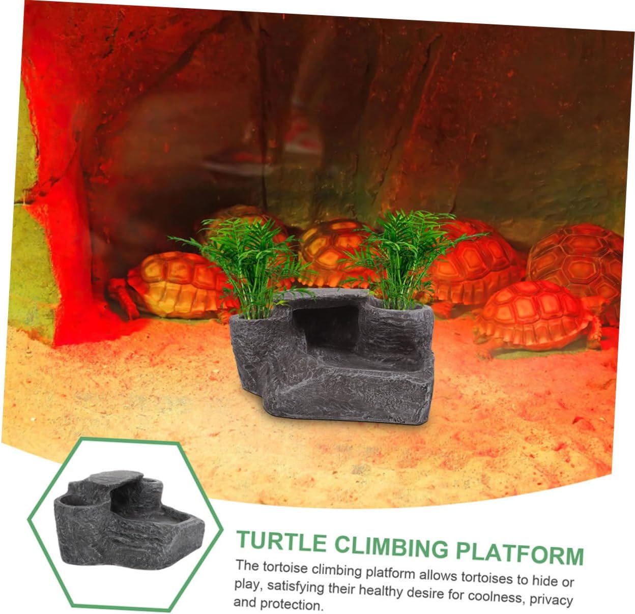 VICASKY Turtle Basking Platform Resin Climbing Rock for Reptiles and Aquariums Durable Basking Ramp for Tortoises Habitat Decor and Exercise Space for Pets