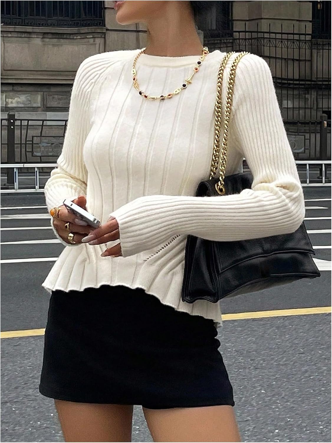 WDIRARA Women's Cut Out Tie Back Sweater Long Sleeve Backless Knit Tops - Image 6