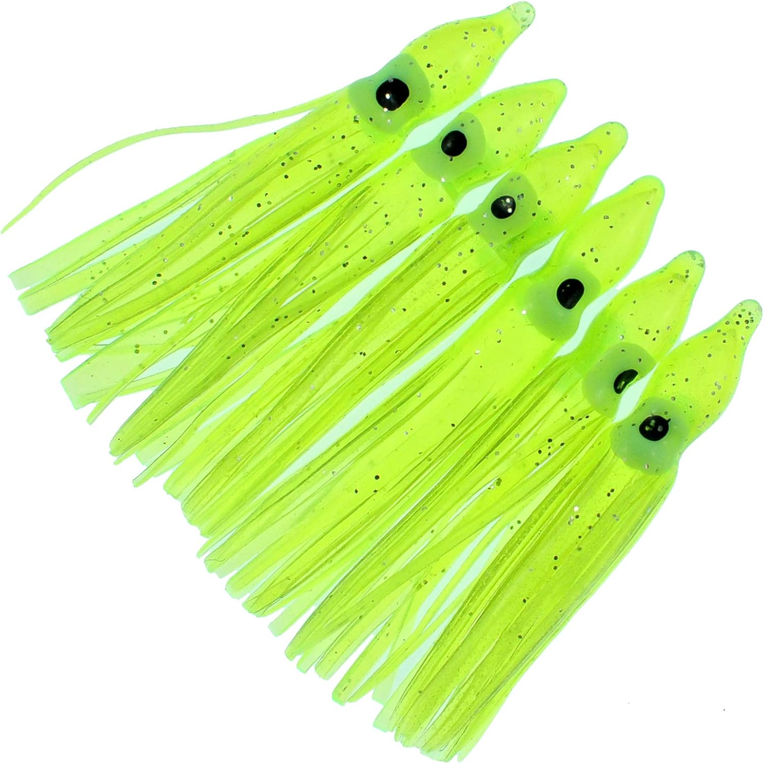 Spitfire 2" Kokanee UV Hoochie Squid 6 Pack Chartruese, Squid Lures