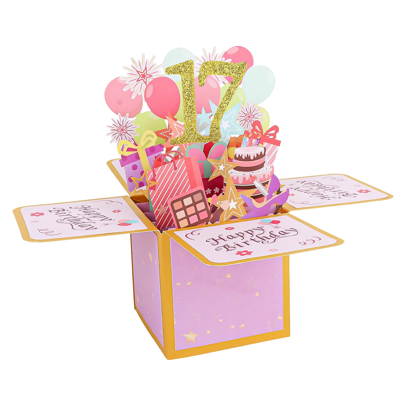 Snapklik.com : 17th Birthday Card Pop Up Card For Girls, Happy 17th