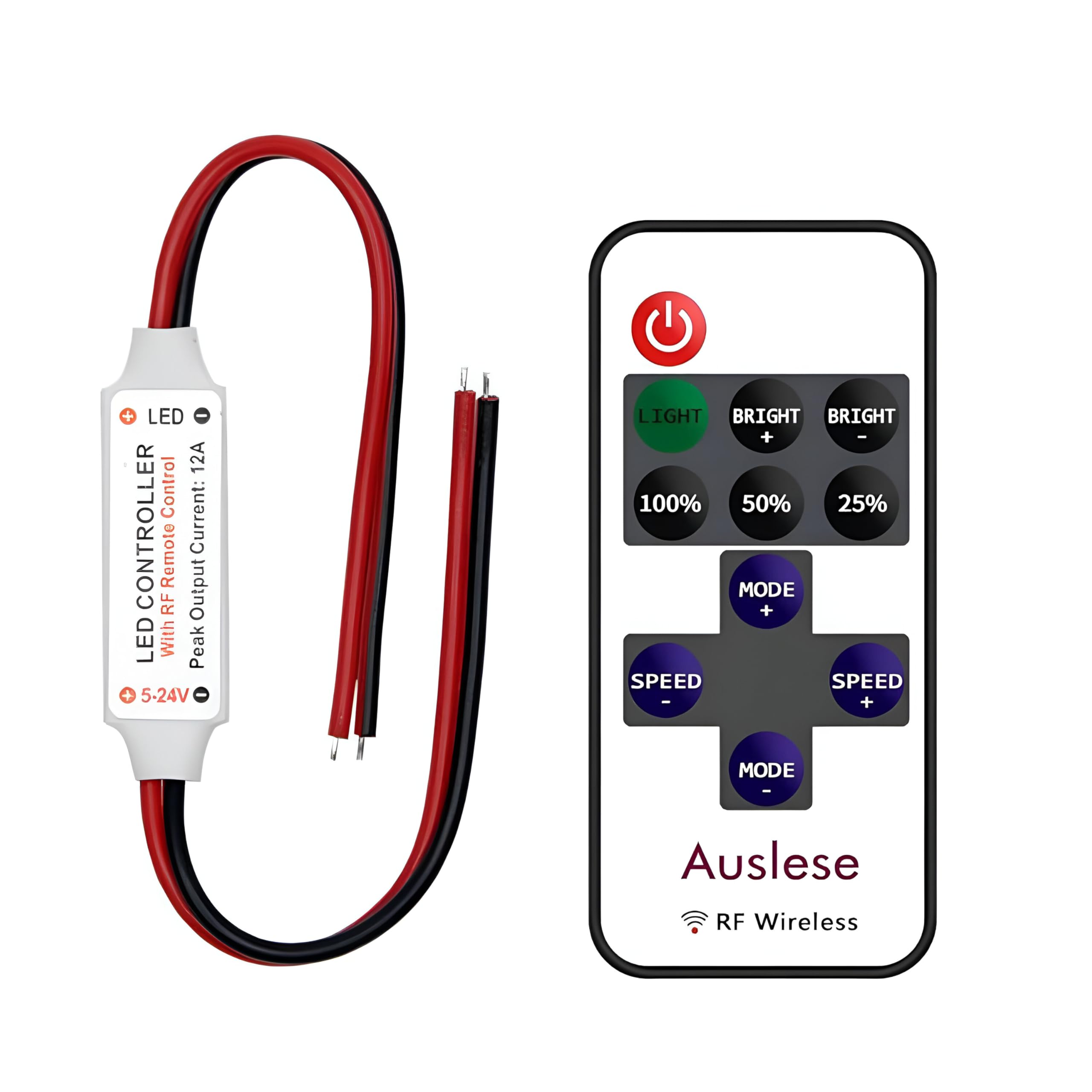 Mini RF LED Dimmer Wireless Remote Controller with Wire for Single Color Strip Light 5v 12v 24v DC 12A Brightness Control for 2835 3528 5050 LED Lights-image-30