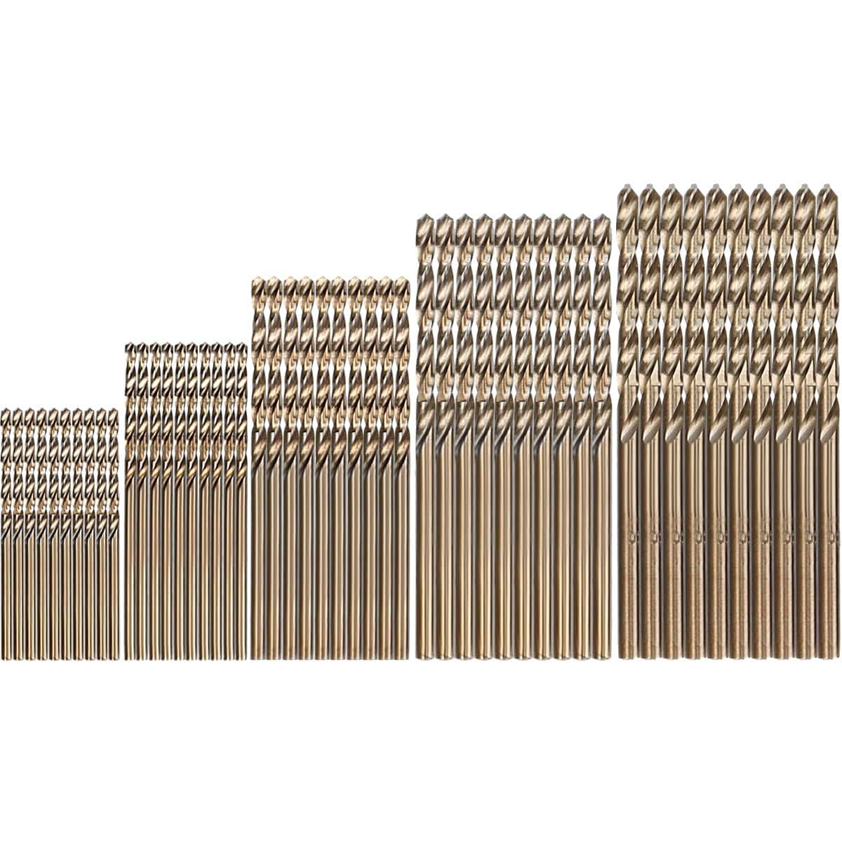 Hymnorq 50Pcs M35 Cobalt Drill Bit Set for Hardened Metal & Stainless Steel - Metric HSS-Co Twist Bits (1mm, 1.5mm, 2mm, 2.5mm, 3mm), 10 of Each -