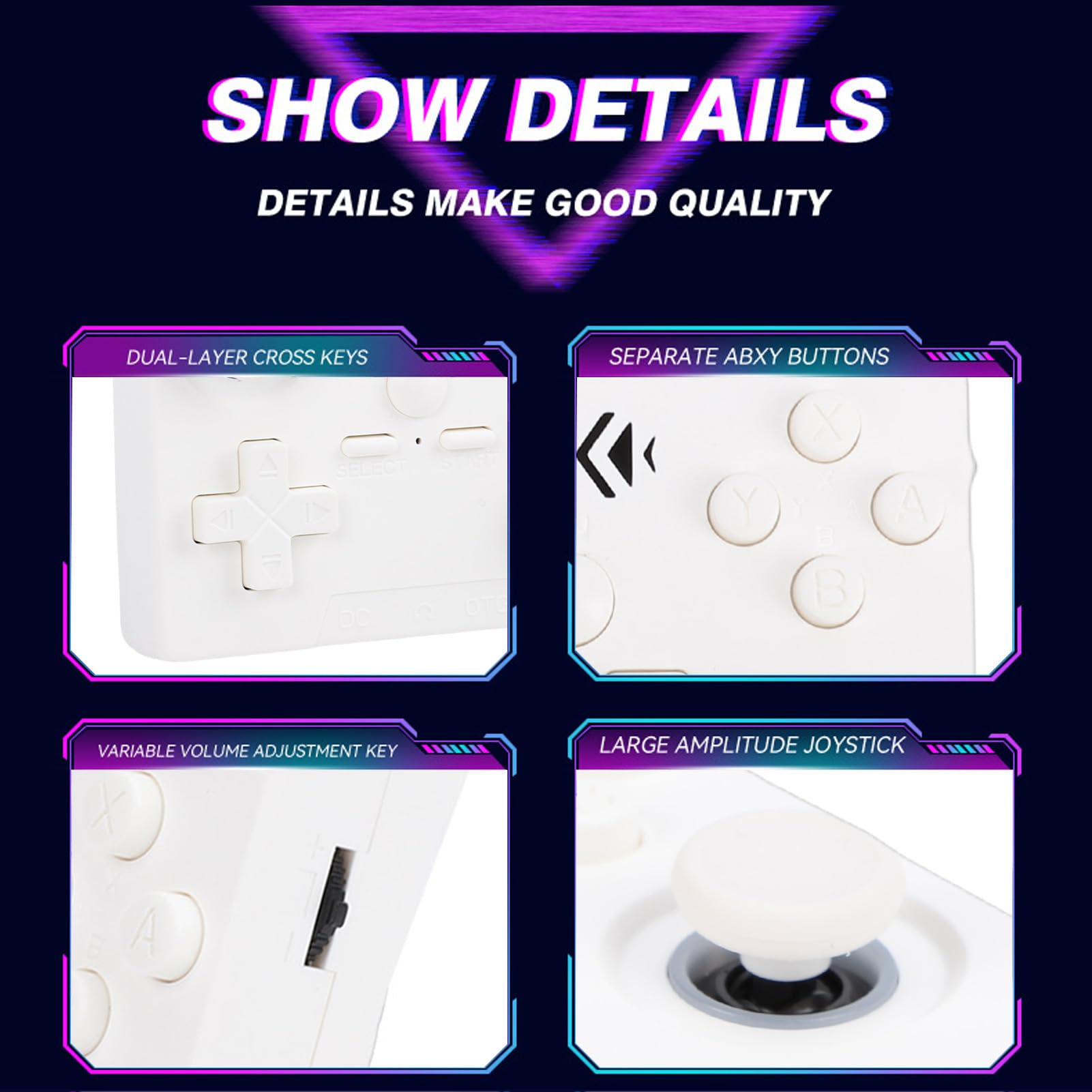 Naroote Console di Gioco Portatile, Console di Gioco con Schermo HD da 4 Pollici, di Emulazione di Open Source RK3326, Ideale per l'Emulazione di Giochi Multisistema (WHITE)