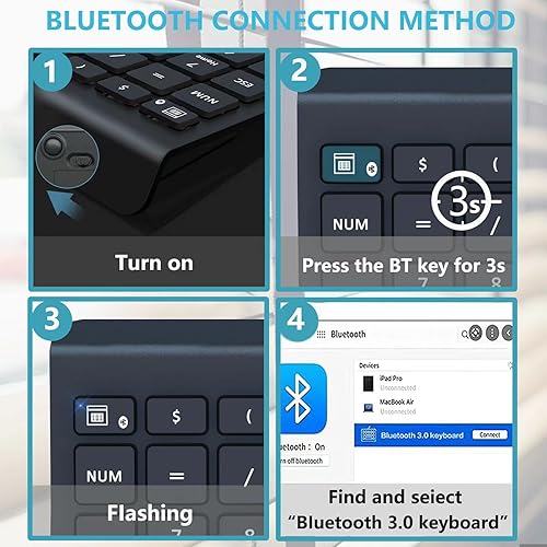 Miniatura 3 de Lekvey Teclado numérico Bluetooth para portátil, teclado numérico inalámbrico, teclado numérico de 28 teclas, teclado numérico de 28 teclas, teclado
