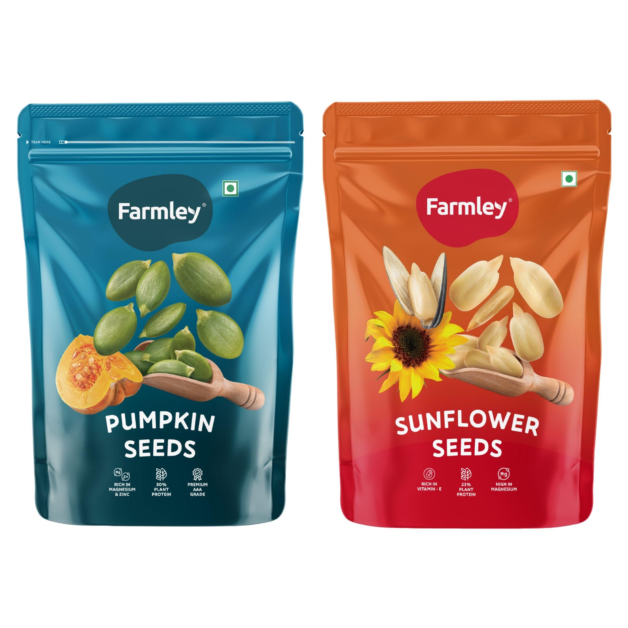 Farmley Edible Seeds Combo 400 g | Sunflower Seeds + Pumpkin Seeds | Superfood Mix for Healthy Eating | Rich in Protein & Fiber (200g, each)