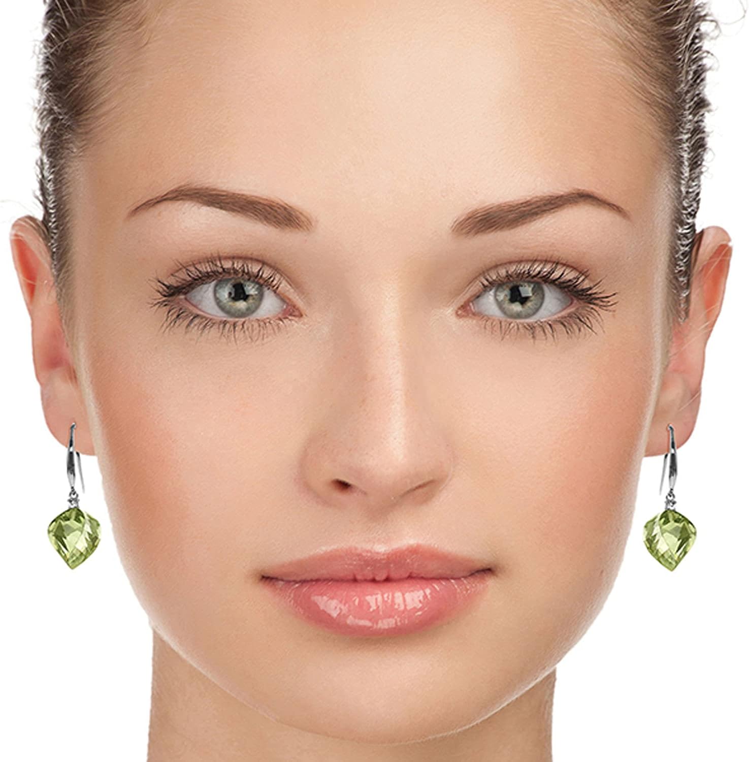 Galaxy Gold GG 14k Solid Gold Fish Hook Earrings Diamonds Twisted Briolette Green Amethysts - Image 2