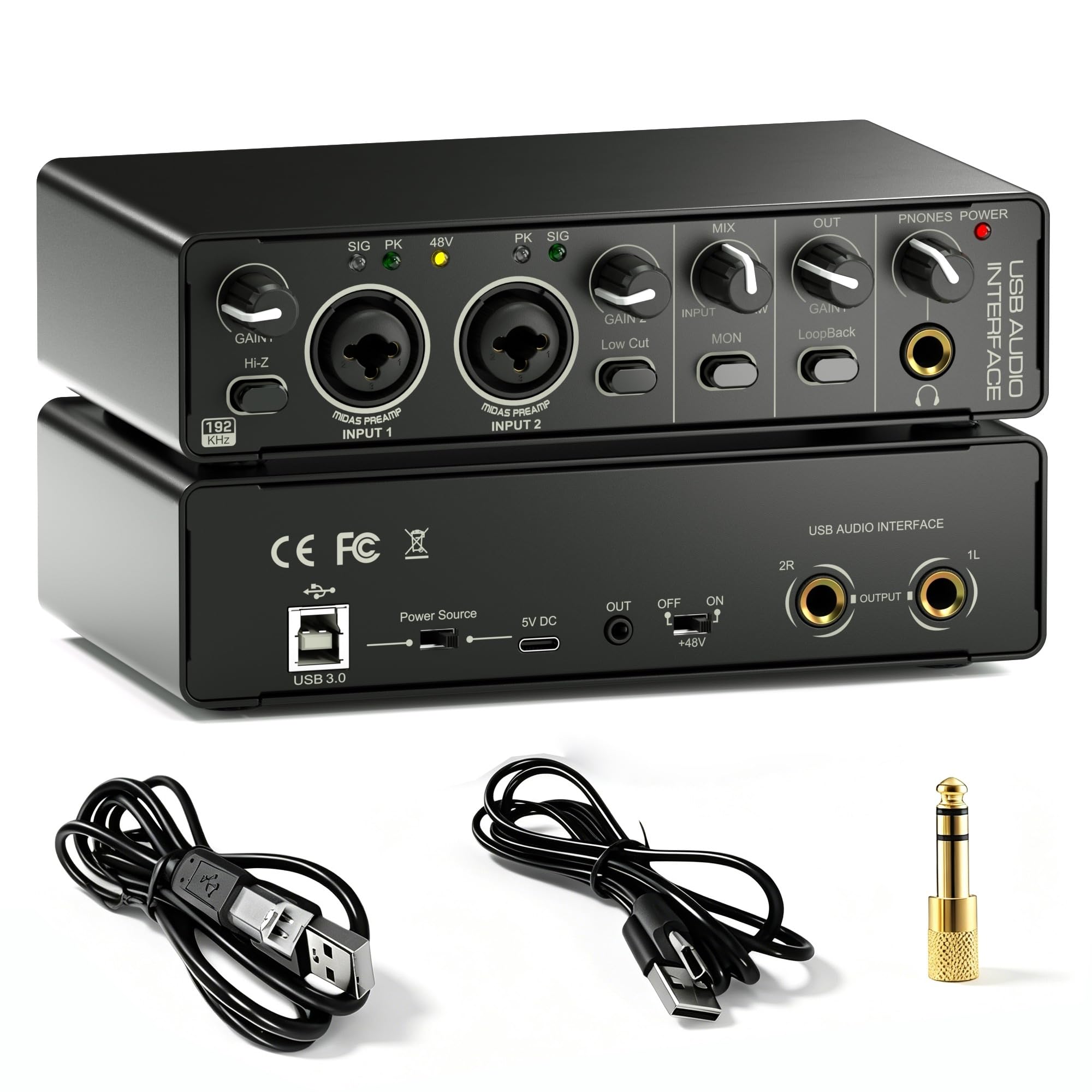 Amazon.co.jp: 24bit 192kHzオーディオインターフェイス、2イン2出力