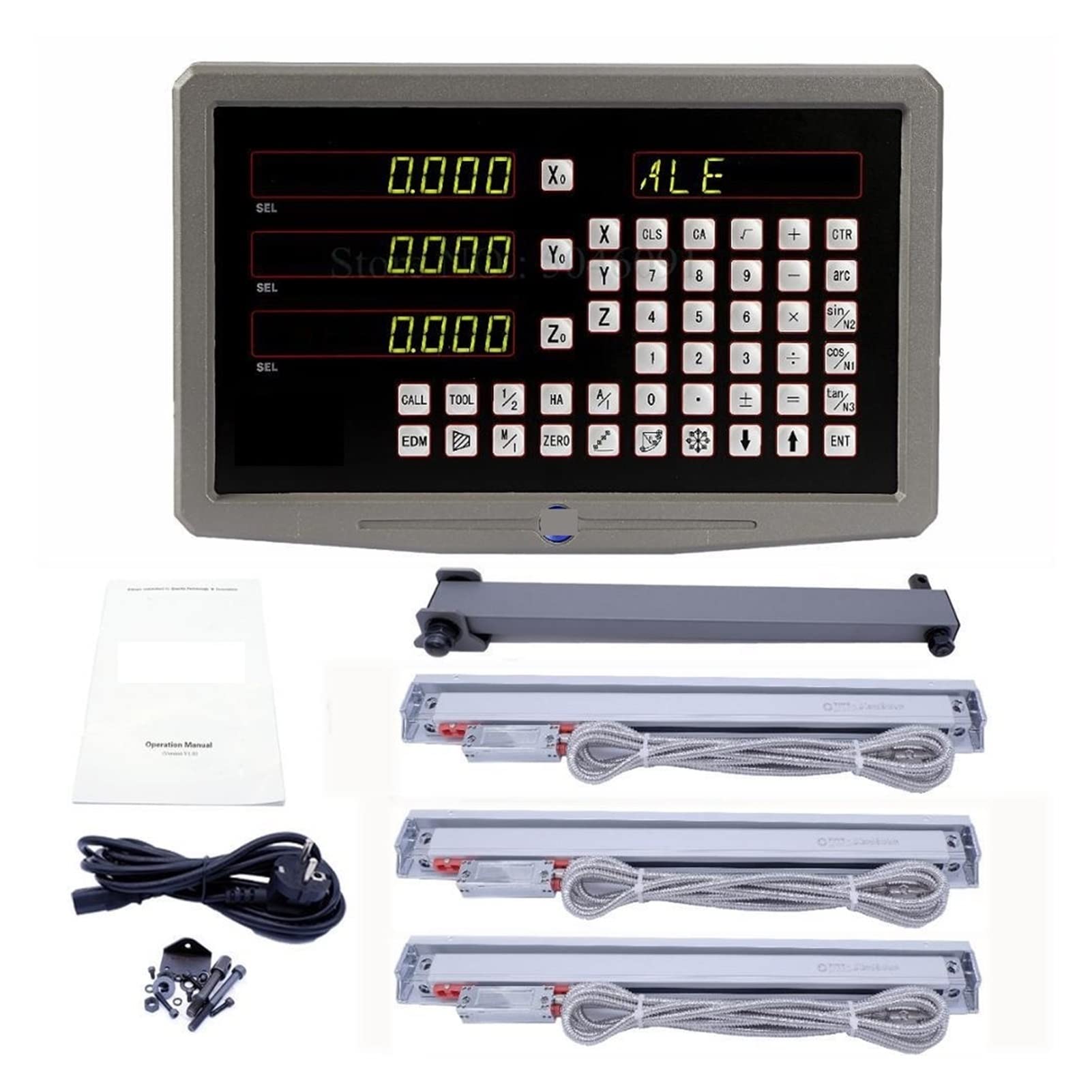 Righello di valutazione, Impostazione completa 3 AXIS DRO Digi Digital Lettura SDS6-3V. Cassa in metallo con 3pcs KA-300 di vetro lineare KA300. for la smerigliatrice del mulino del tornio per tenere