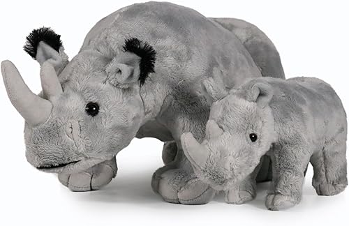 Miniatura 2 de Ice King Bear Juego de animales de peluche para mamá y bebé, animales salvajes del zoológico (Rhino)