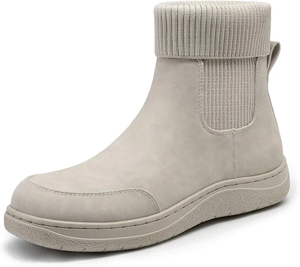 Athlefit Women's Chelsea Ankle Boots Slip On Fashion Short Winter Boots Wide Width Comfortable Elastic Sock Booties