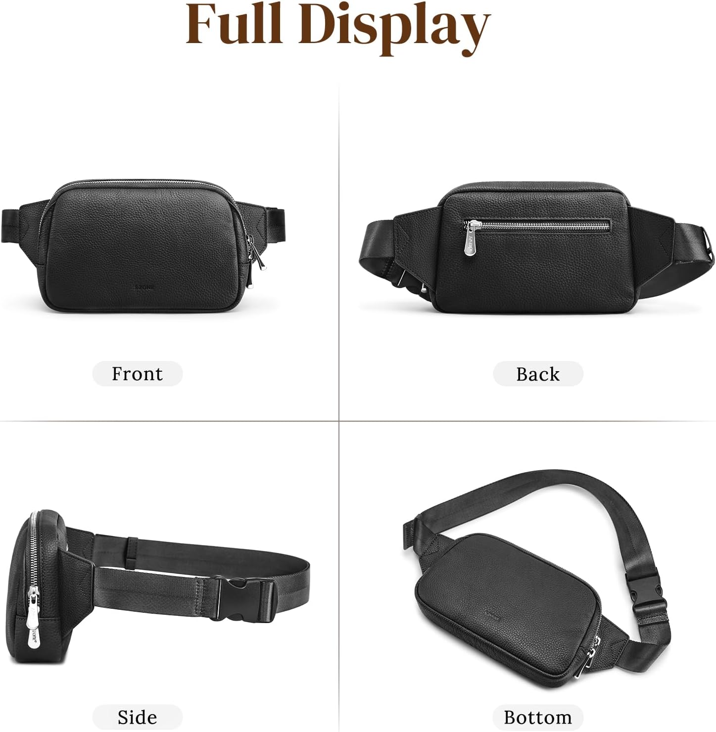 S-ZONE Leather Fanny Pack for Women RFID Blocking Waist Belt Bag Crossbody Purse - Image 7