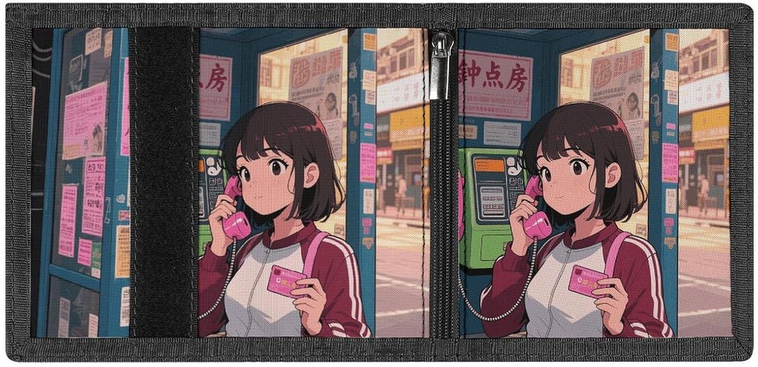 Tri-Fold Wallet with 8 Card Slots & Money Clip - Women in The Phone Booth Slim Compact Wallet for Men & Women image 4