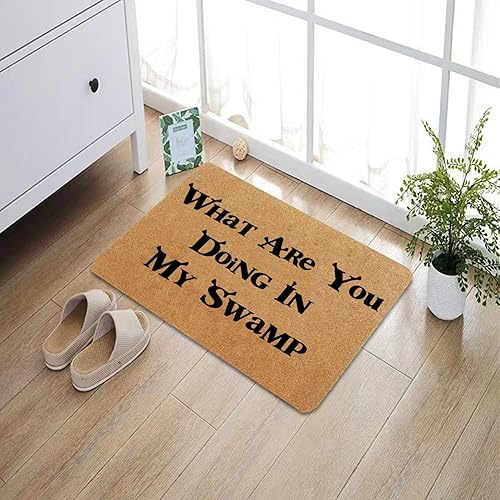 Miniatura 2 de Tapete divertido con texto en inglés What are You Doing in My Swamp Tapete para puerta delantera, entrada, exterior, marrón, regalo de inauguración